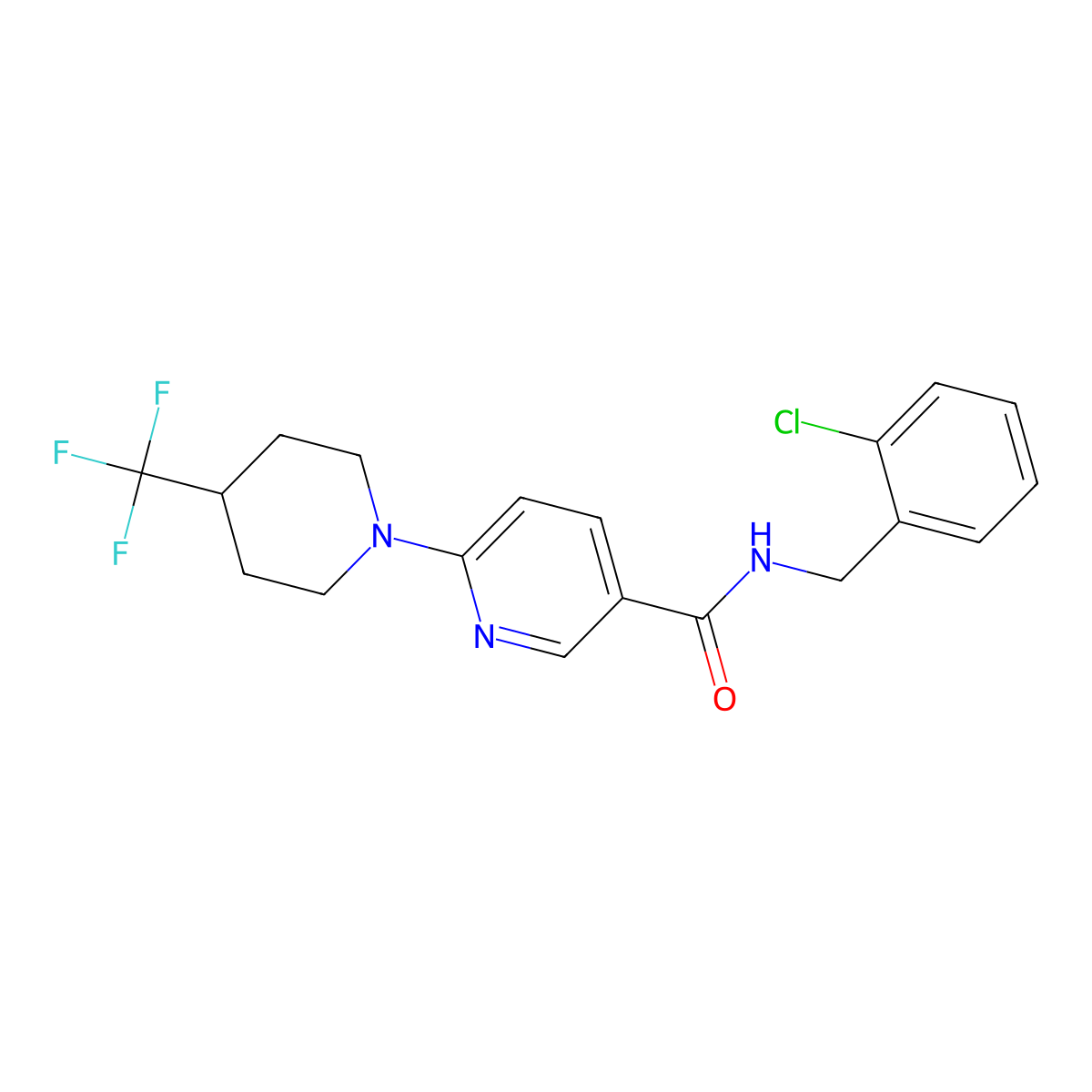 N-[(2-chlorophenyl)methyl]-6-[4-(trifluoromethyl)piperidin-1-yl]pyridine-3-carboxamide molecular structure, CAS 2061171-95-5