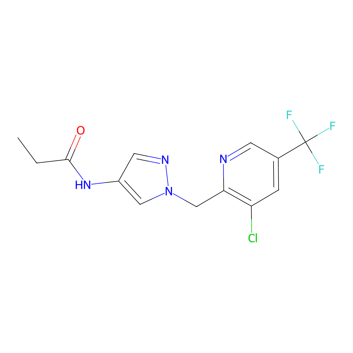 N-(1-{[3-chloro-5-(trifluoromethyl)pyridin-2-yl]methyl}-1H-pyrazol-4-yl)propanamide molecular structure, CAS 2061178-07-0