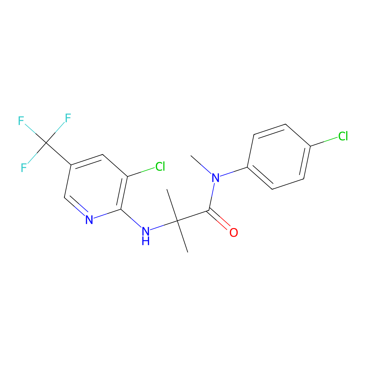 2-{[3-chloro-5-(trifluoromethyl)pyridin-2-yl]amino}-N-(4-chlorophenyl)-N,2-dimethylpropanamide molecular structure, CAS 2061178-35-4