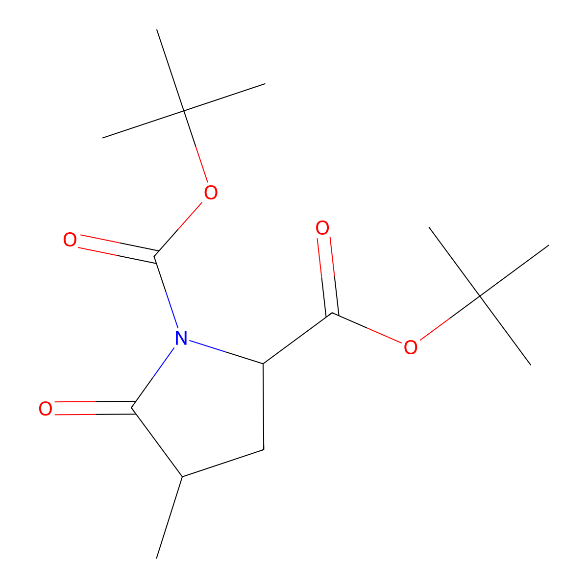 Di-tert-butyl (2S,4R)-4-methyl-5-oxopyrrolidine-1,2-dicarboxylate molecular structure, CAS 206119-91-7