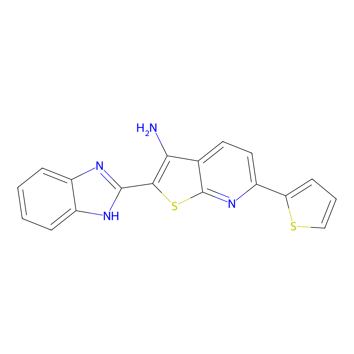 2-(1H-1,3-Benzodiazol-2-YL)-6-(thiophen-2-YL)thieno[2,3-B]pyridin-3-amine molecular structure, CAS 2061247-82-1