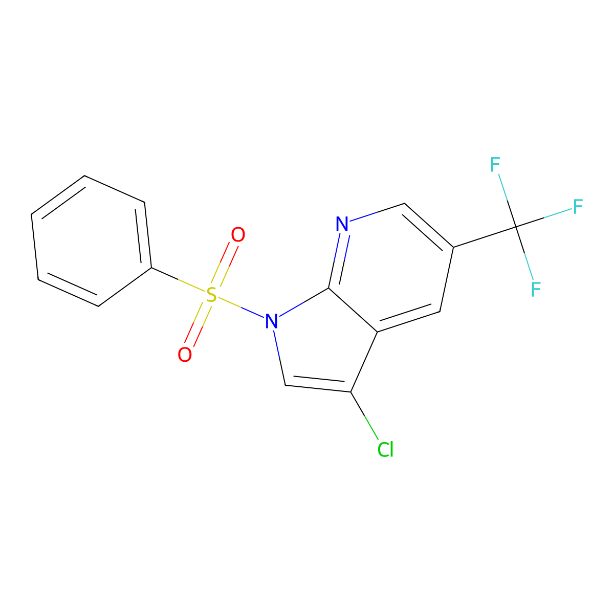1-(benzenesulfonyl)-3-chloro-5-(trifluoromethyl)-1H-pyrrolo[2,3-b]pyridine molecular structure, CAS 2061249-01-0