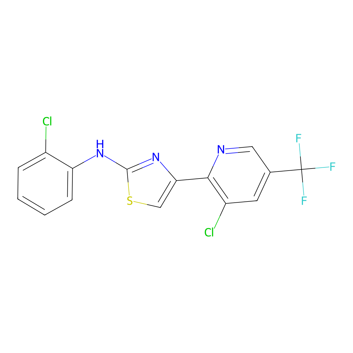 4-[3-chloro-5-(trifluoromethyl)pyridin-2-yl]-N-(2-chlorophenyl)-1,3-thiazol-2-amine molecular structure, CAS 2061249-19-0