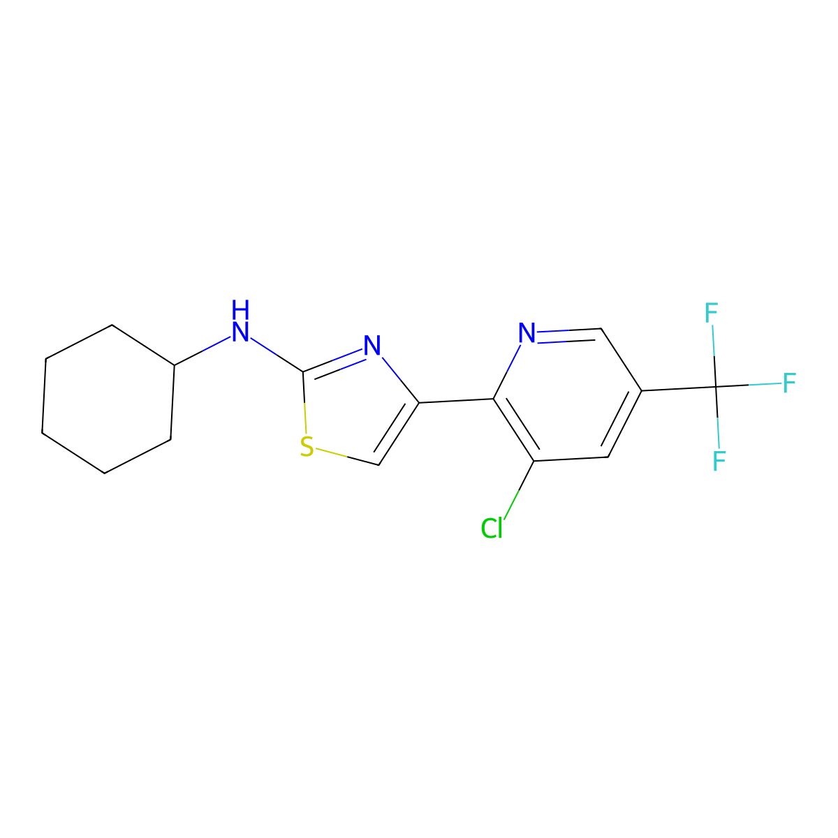 4-[3-chloro-5-(trifluoromethyl)pyridin-2-yl]-N-cyclohexyl-1,3-thiazol-2-amine molecular structure, CAS 2061249-22-5