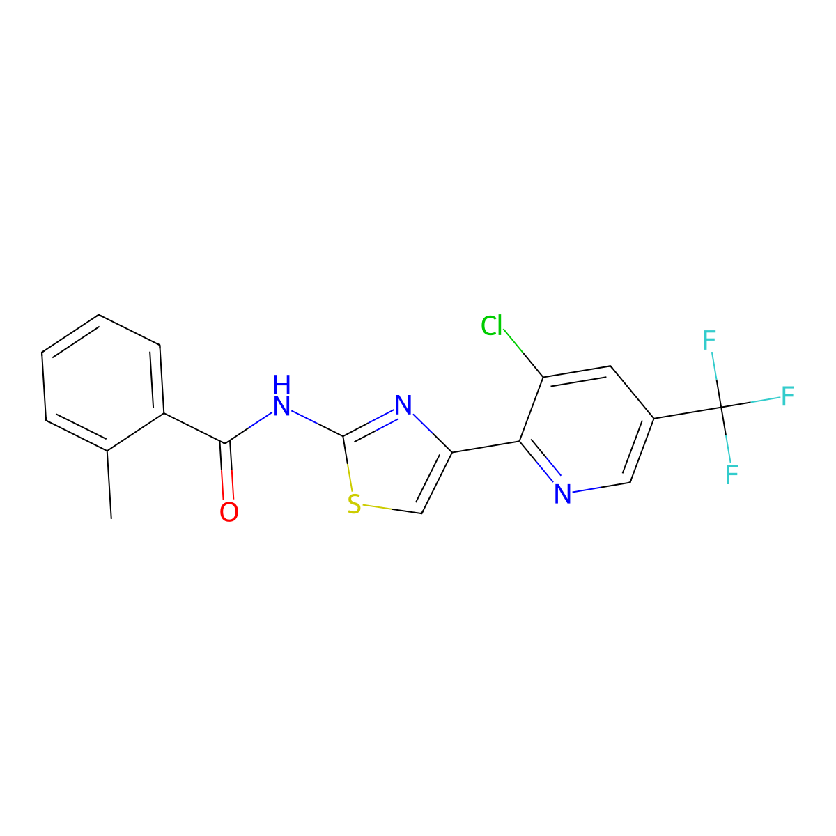 N-{4-[3-chloro-5-(trifluoromethyl)pyridin-2-yl]-1,3-thiazol-2-yl}-2-methylbenzamide molecular structure, CAS 2061249-29-2