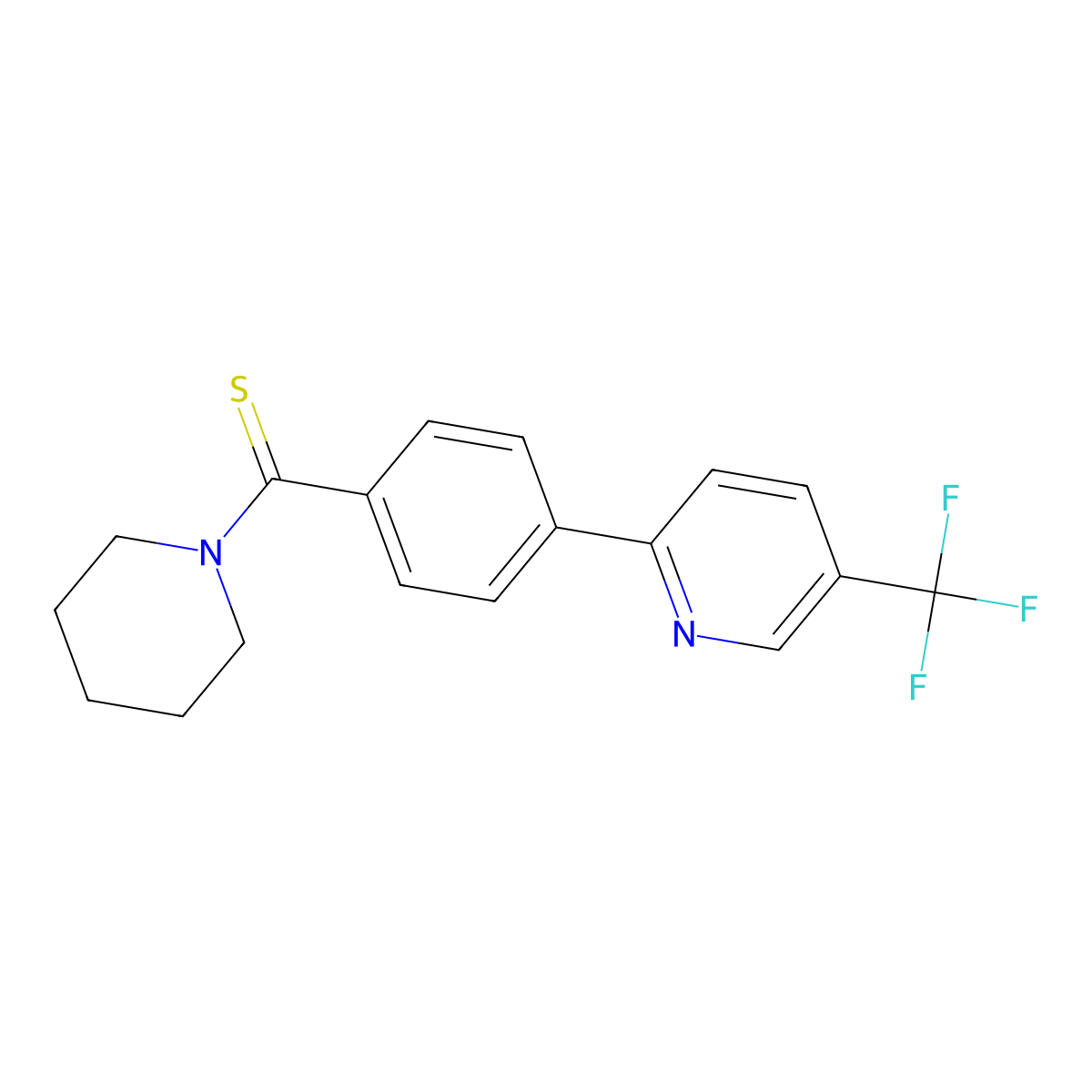 2-[4-(Piperidine-1-carbothioyl)phenyl]-5-(trifluoromethyl)pyridine molecular structure, CAS 2061249-43-0