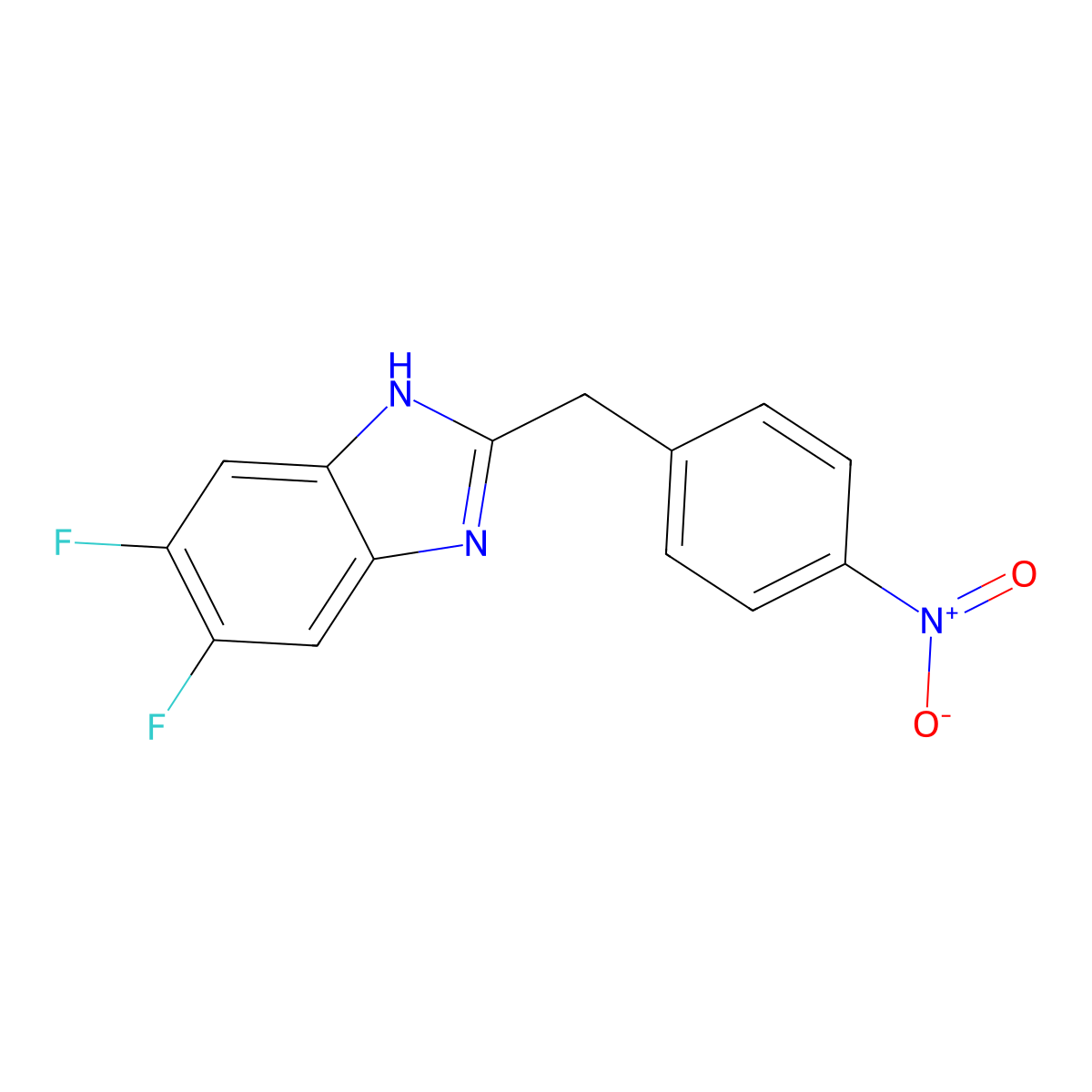 5,6-difluoro-2-[(4-nitrophenyl)methyl]-1H-1,3-benzodiazole molecular structure, CAS 2061266-88-2