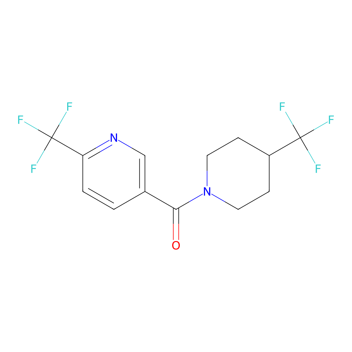 2-(Trifluoromethyl)-5-[4-(trifluoromethyl)piperidine-1-carbonyl]pyridine molecular structure, CAS 2061268-52-6