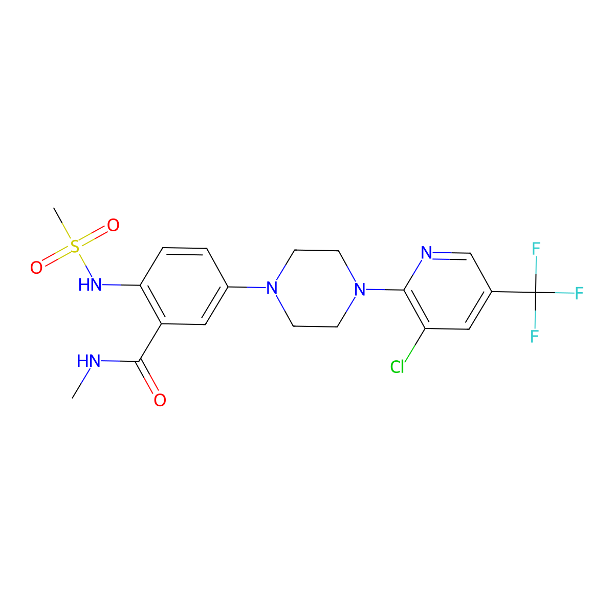 5-{4-[3-chloro-5-(trifluoromethyl)pyridin-2-yl]piperazin-1-yl}-2-methanesulfonamido-N-methylbenzamide molecular structure, CAS 2061268-68-4
