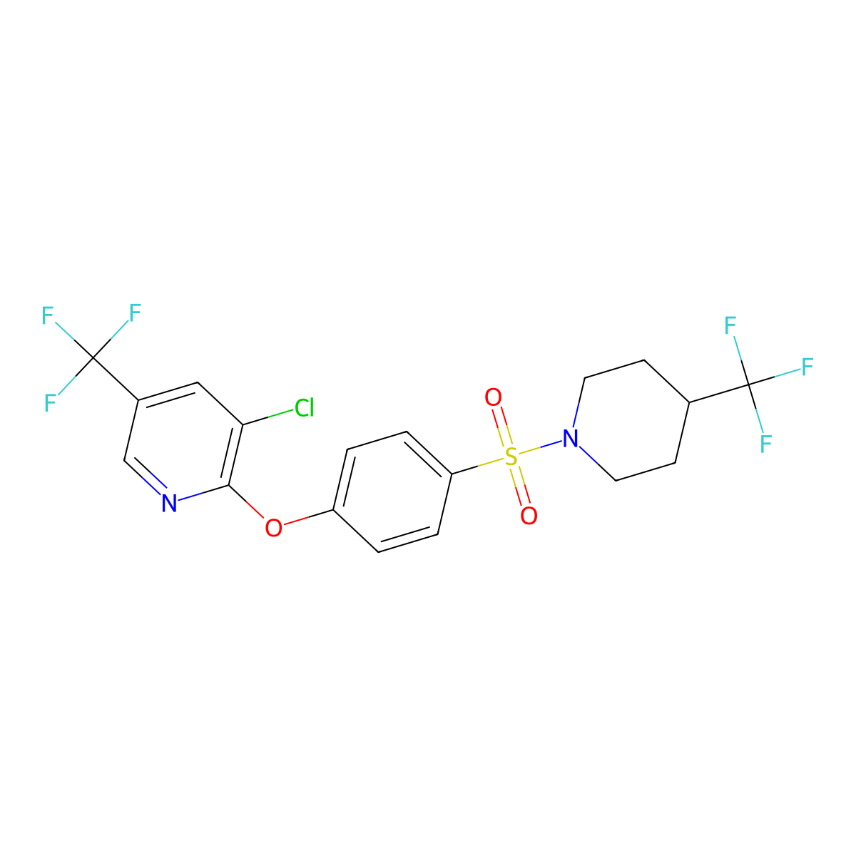 3-Chloro-5-(trifluoromethyl)-2-(4-{[4-(trifluoromethyl)piperidin-1-yl]sulfonyl}phenoxy)pyridine molecular structure, CAS 2061269-40-5