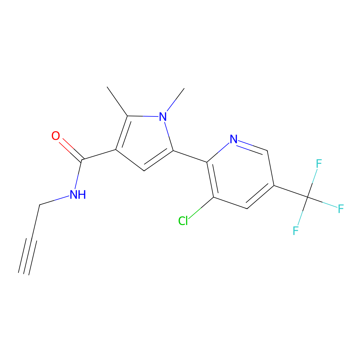 5-[3-chloro-5-(trifluoromethyl)pyridin-2-yl]-1,2-dimethyl-N-(prop-2-yn-1-yl)-1H-pyrrole-3-carboxamide molecular structure, CAS 2061269-56-3