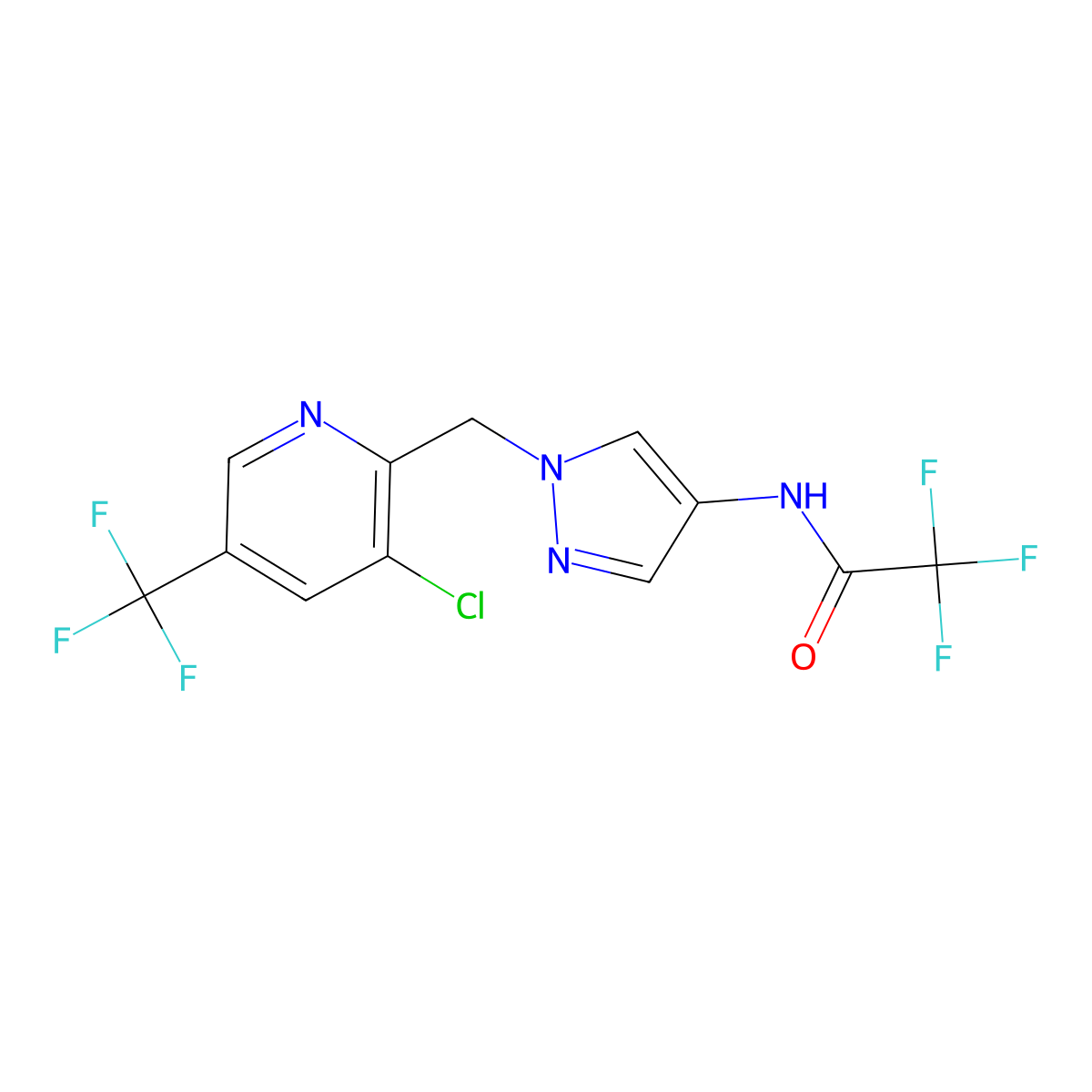 N-(1-{[3-chloro-5-(trifluoromethyl)pyridin-2-yl]methyl}-1H-pyrazol-4-yl)-2,2,2-trifluoroacetamide molecular structure, CAS 2061269-63-2