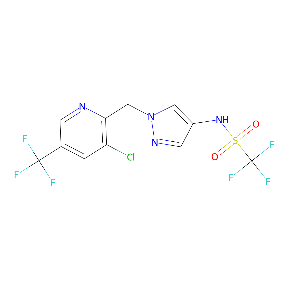 N-(1-{[3-chloro-5-(trifluoromethyl)-2-pyridinyl]methyl}-1H-pyrazol-4-yl)(trifluoro)methanesulfonamide molecular structure, CAS 2061269-70-1