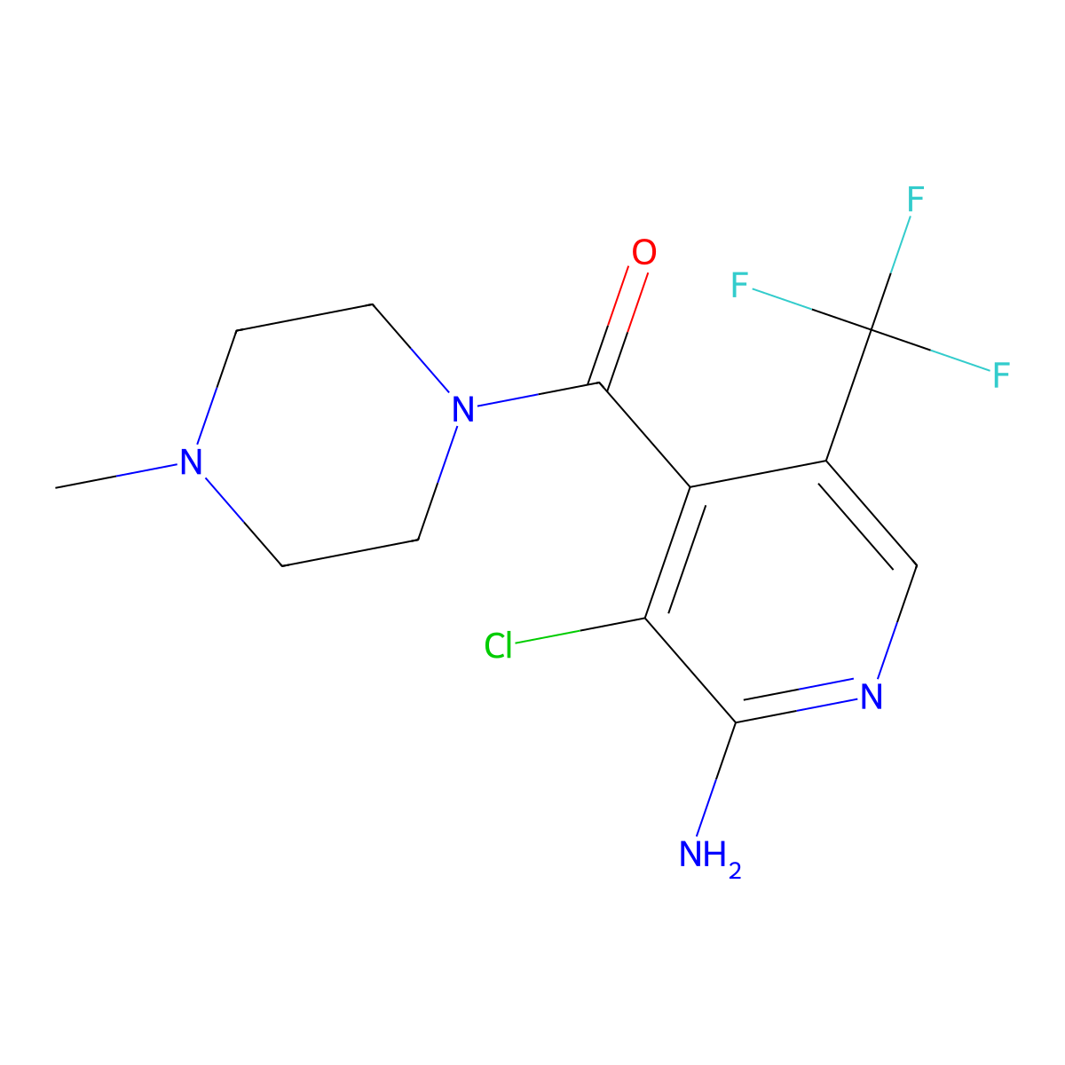 3-Chloro-4-(4-methylpiperazine-1-carbonyl)-5-(trifluoromethyl)pyridin-2-amine molecular structure, CAS 2061269-72-3