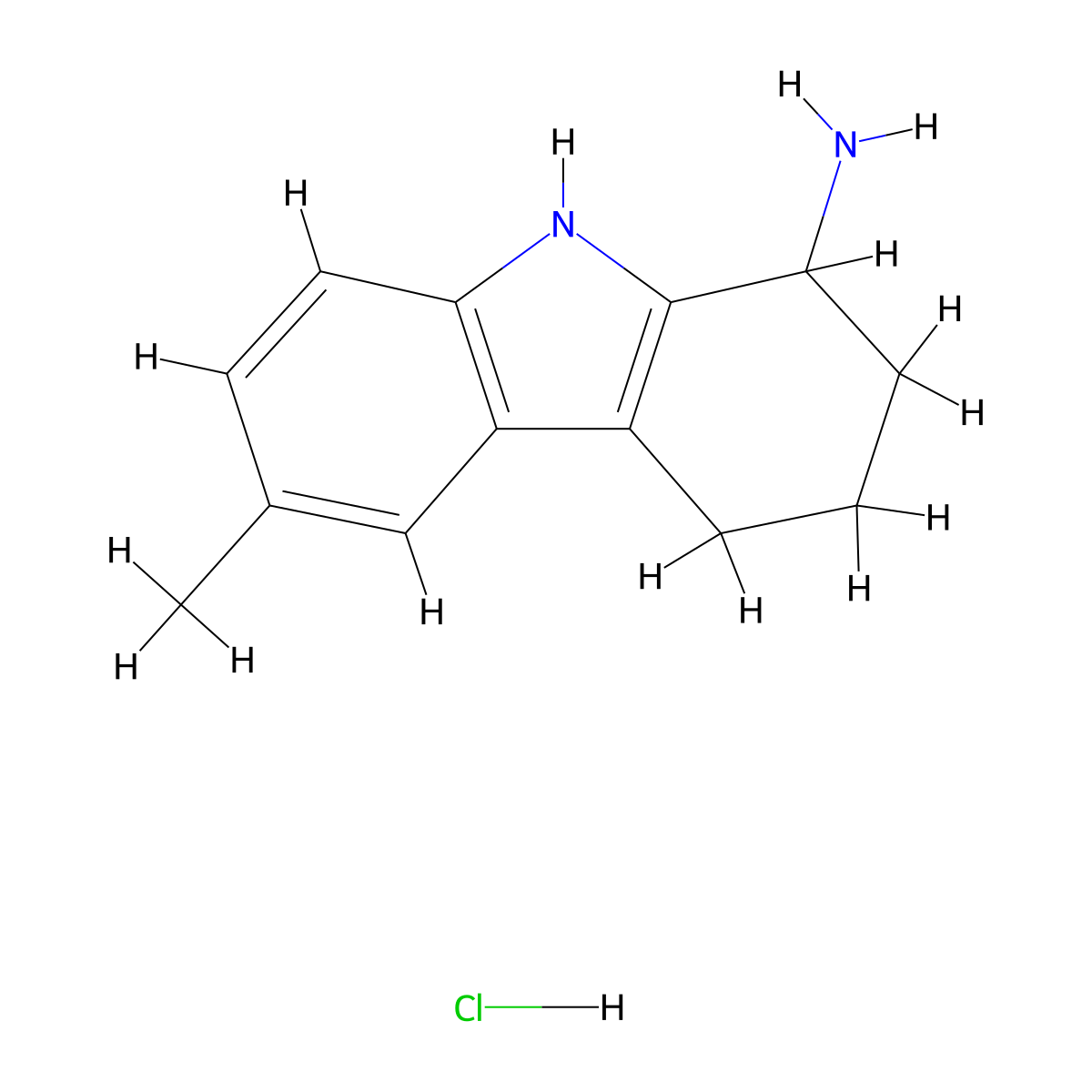 6-Methyl-2,3,4,9-tetrahydro-1H-carbazol-1-amine hydrochloride molecular structure, CAS 206128-58-7