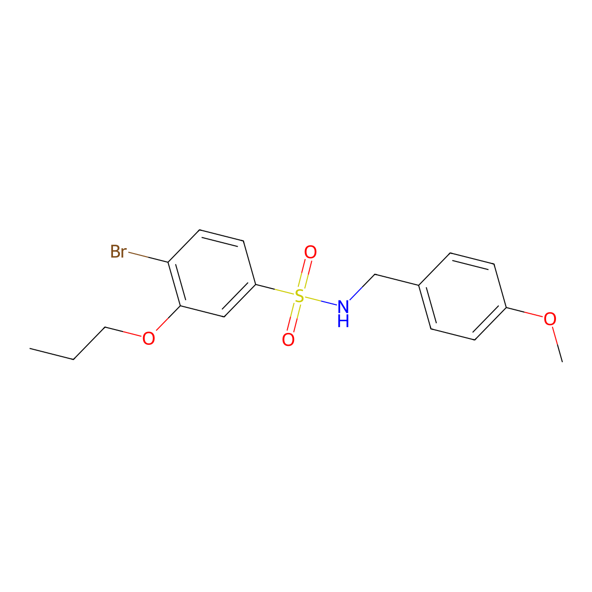 4-bromo-N-(4-methoxybenzyl)-3-propoxybenzenesulfonamide molecular structure, CAS 2061294-14-0