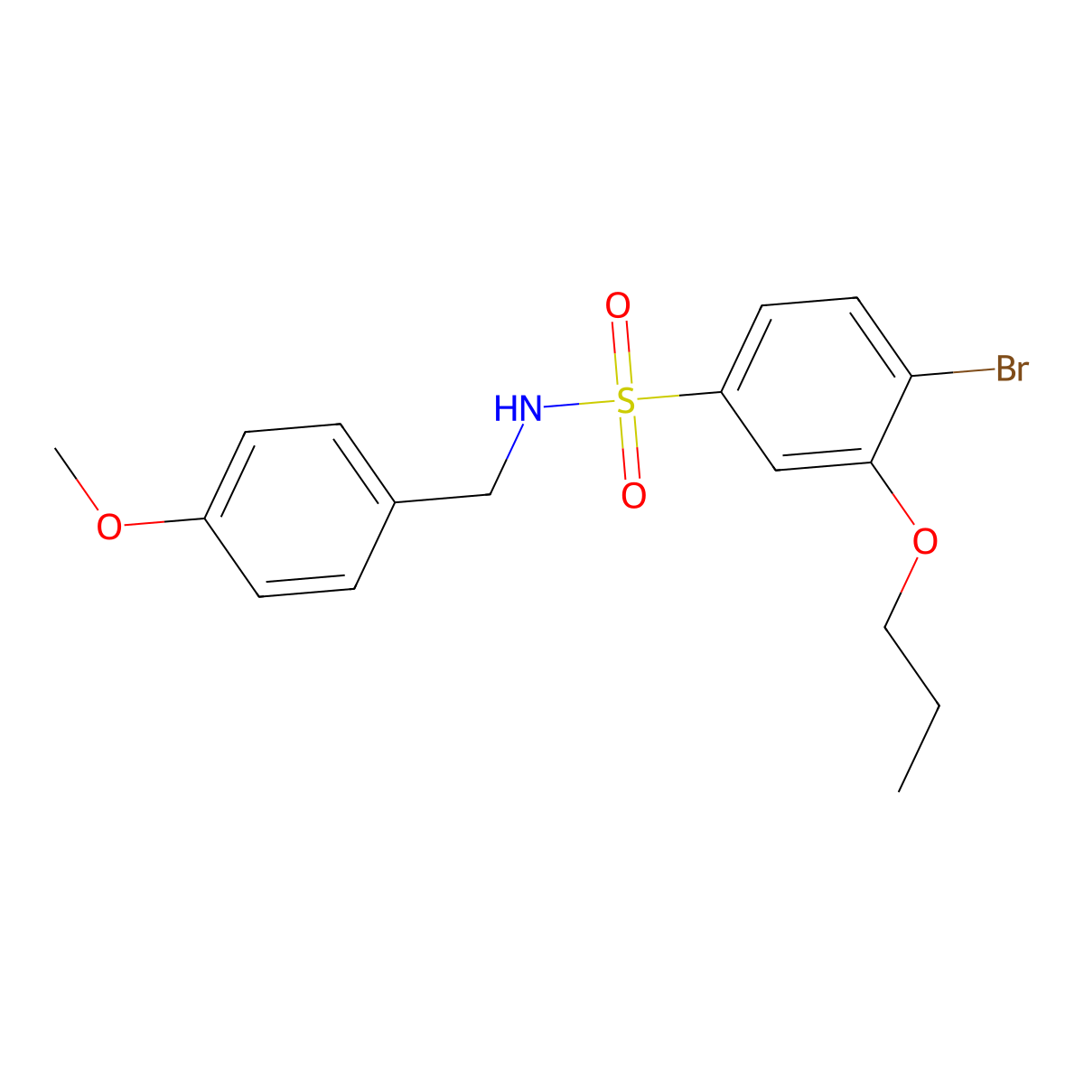 4-bromo-N-(4-methoxybenzyl)-3-propoxybenzenesulfonamide molecular structure, CAS 2061294-14-0