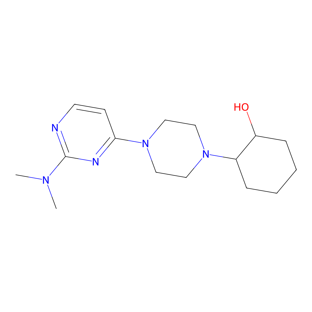 2-{4-[2-(Dimethylamino)pyrimidin-4-yl]piperazin-1-yl}cyclohexan-1-ol molecular structure, CAS 2061298-61-9