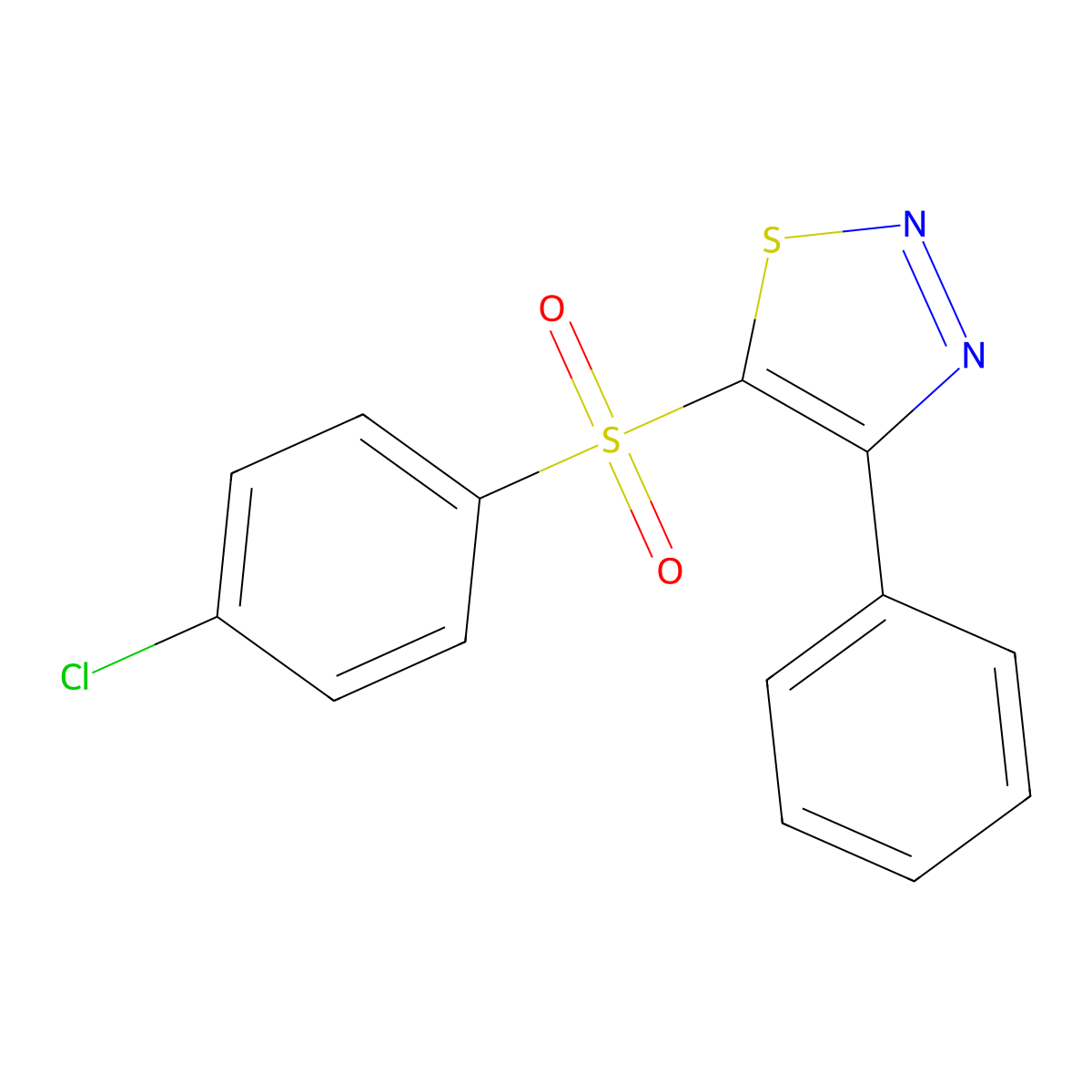 4-Chlorophenyl 4-phenyl-1,2,3-thiadiazol-5-yl sulfone molecular structure, CAS 206132-50-5