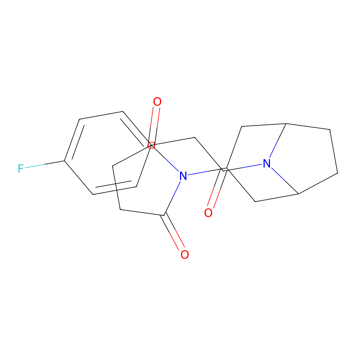 1-((1R,5S)-8-(2-(4-fluorophenyl)acetyl)-8-azabicyclo[3.2.1]octan-3-yl)pyrrolidine-2,5-dione molecular structure, CAS 2061336-07-8