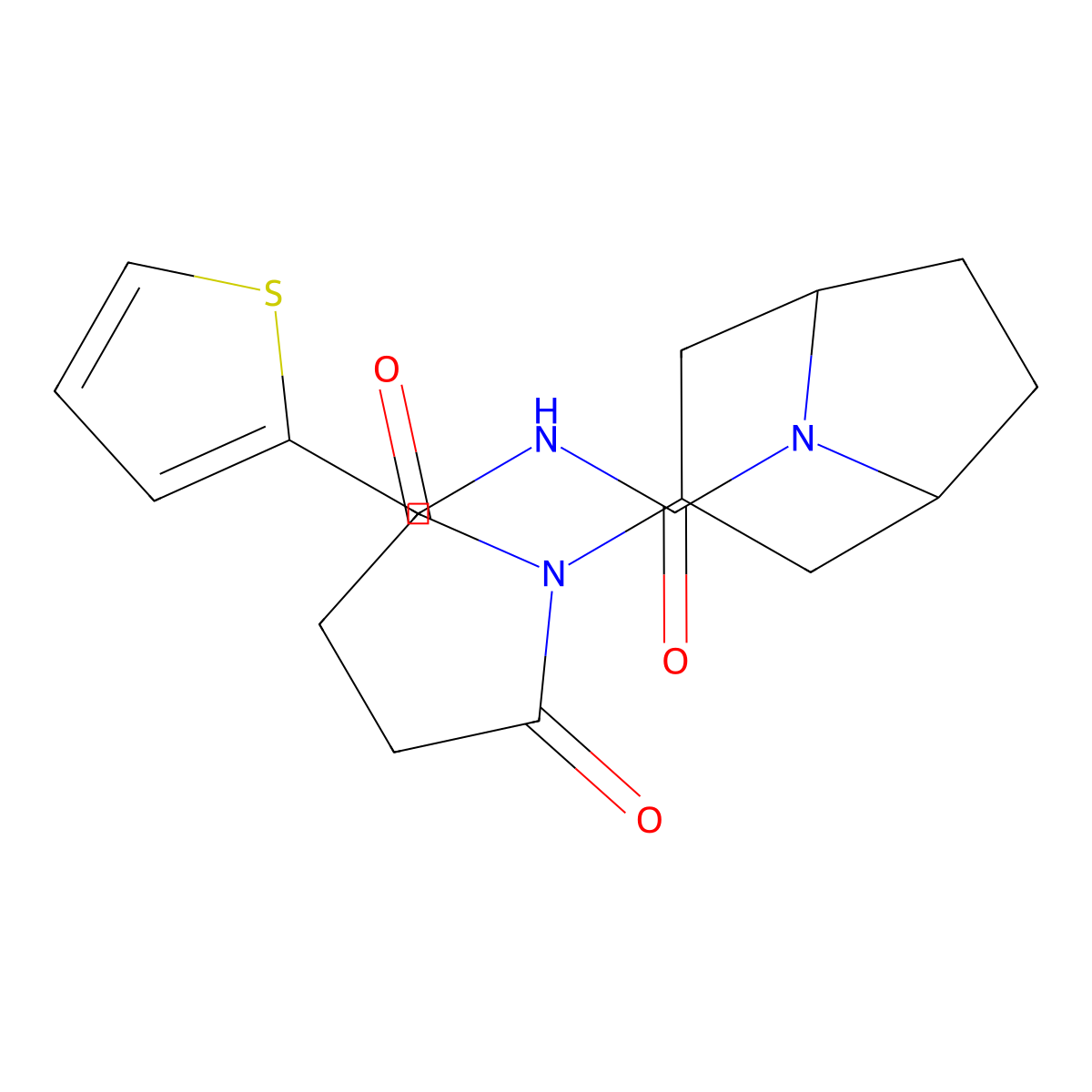 (1R,5S)-3-(2,5-dioxopyrrolidin-1-yl)-N-(thiophen-2-ylmethyl)-8-azabicyclo[3.2.1]octane-8-carboxamide molecular structure, CAS 2061336-25-0