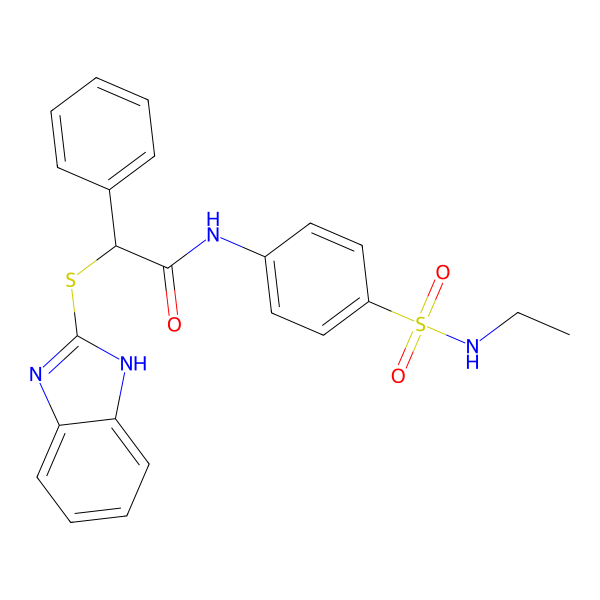 2-(1H-benzimidazol-2-ylsulfanyl)-N-[4-(ethylsulfamoyl)phenyl]-2-phenylacetamide molecular structure, CAS 2061345-01-3