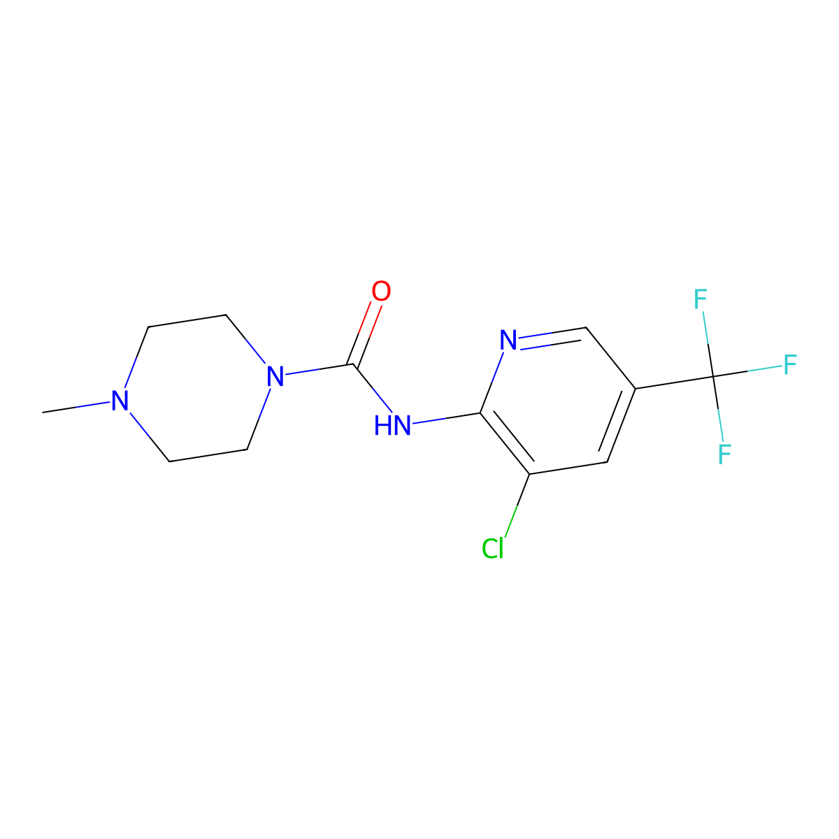 N-[3-chloro-5-(trifluoromethyl)pyridin-2-yl]-4-methylpiperazine-1-carboxamide molecular structure, CAS 2061356-99-6
