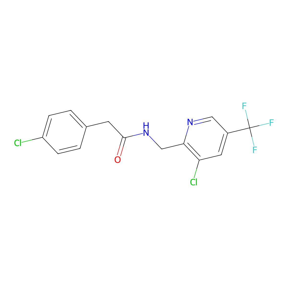 2-(4-chlorophenyl)-N-{[3-chloro-5-(trifluoromethyl)-2-pyridinyl]methyl}acetamide molecular structure, CAS 2061357-41-1