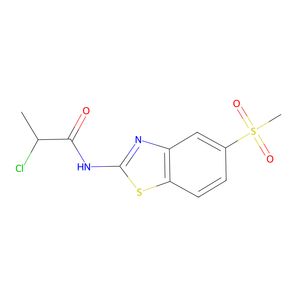 2-Chloro-N-(5-(methylsulfonyl)benzo[D]thiazol-2-YL)propanamide molecular structure, CAS 2061362-93-2