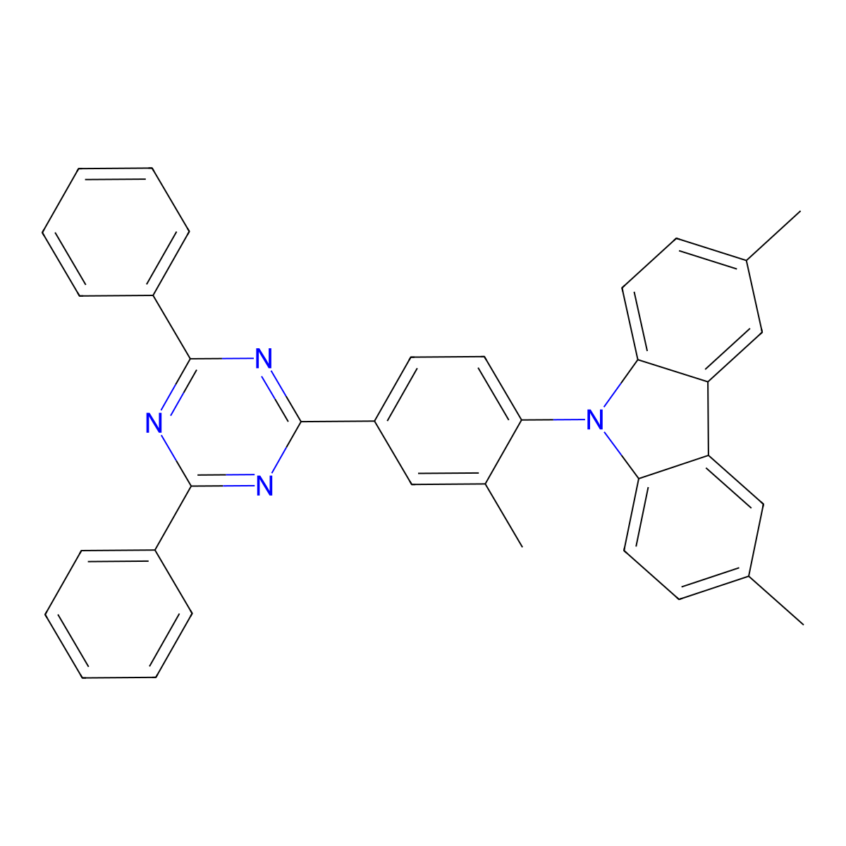 9-(4-(4,6-diphenyl-1,3,5-triazin-2-yl)-2-methylphenyl)-3,6-dimethyl-9H-carbazole molecular structure, CAS 2061376-83-6