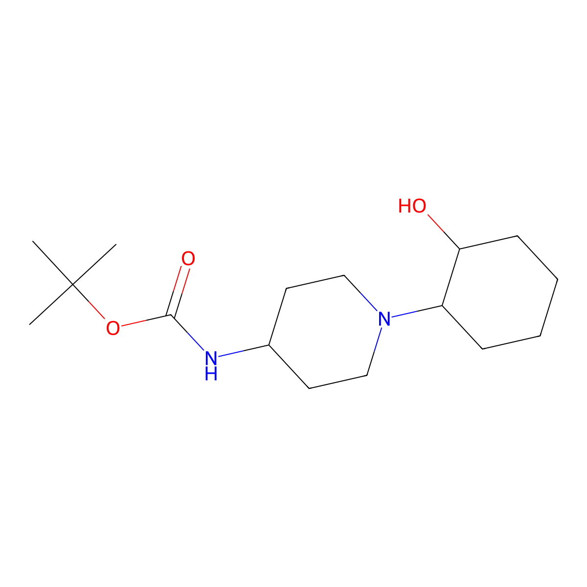 tert-butyl N-[1-(2-hydroxycyclohexyl)piperidin-4-yl]carbamate molecular structure, CAS 2061628-21-3