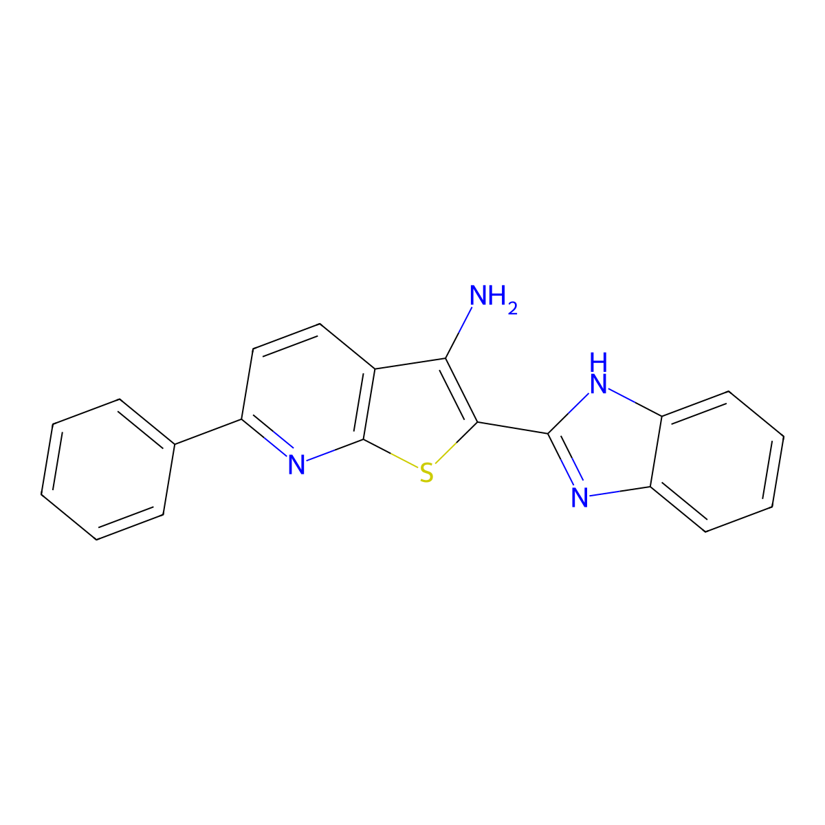 2-(1H-benzimidazol-2-yl)-6-phenylthieno[2,3-b]pyridin-3-amine molecular structure, CAS 2061659-35-4