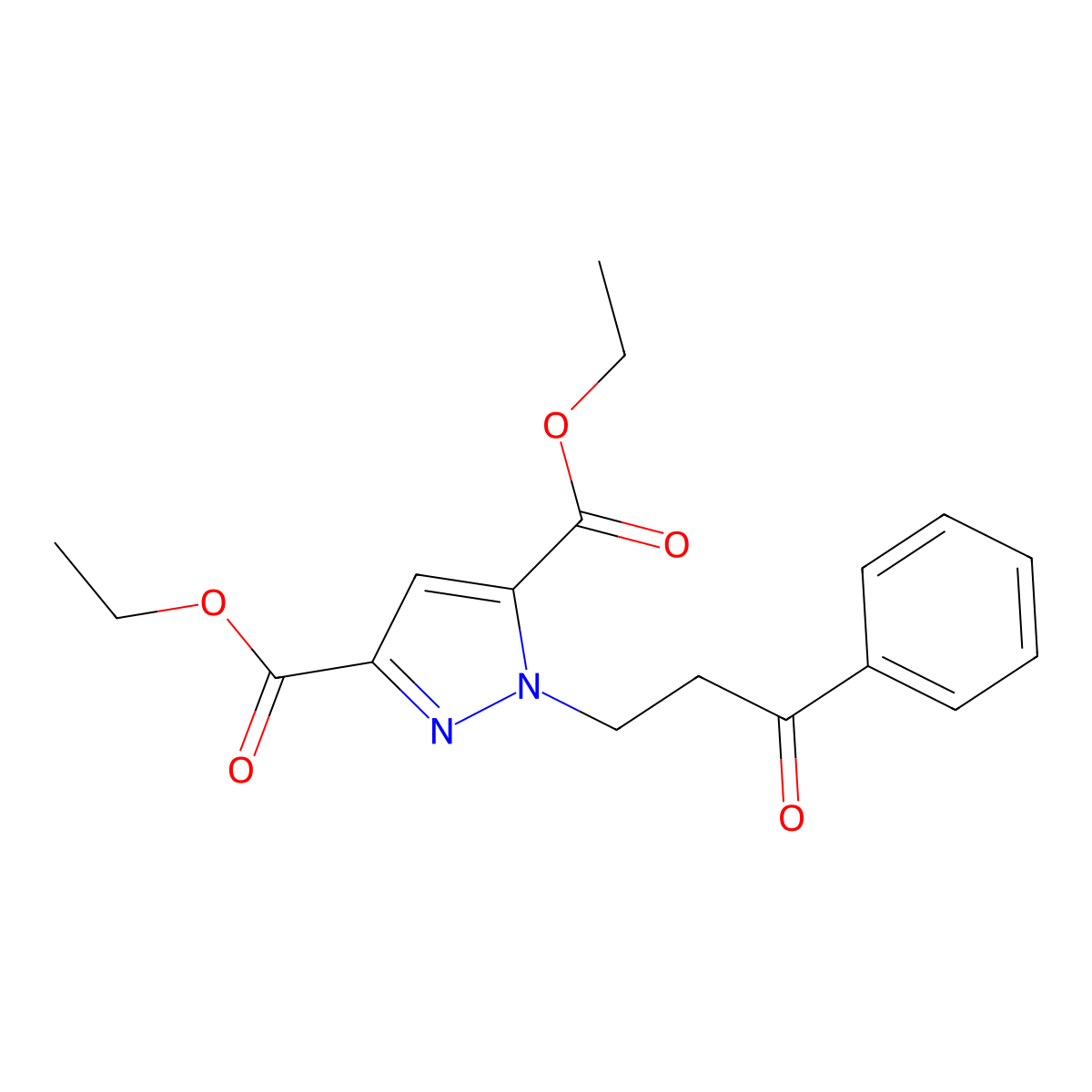 diethyl 1-(3-oxo-3-phenylpropyl)-1H-pyrazole-3,5-dicarboxylate molecular structure, CAS 2061679-16-9