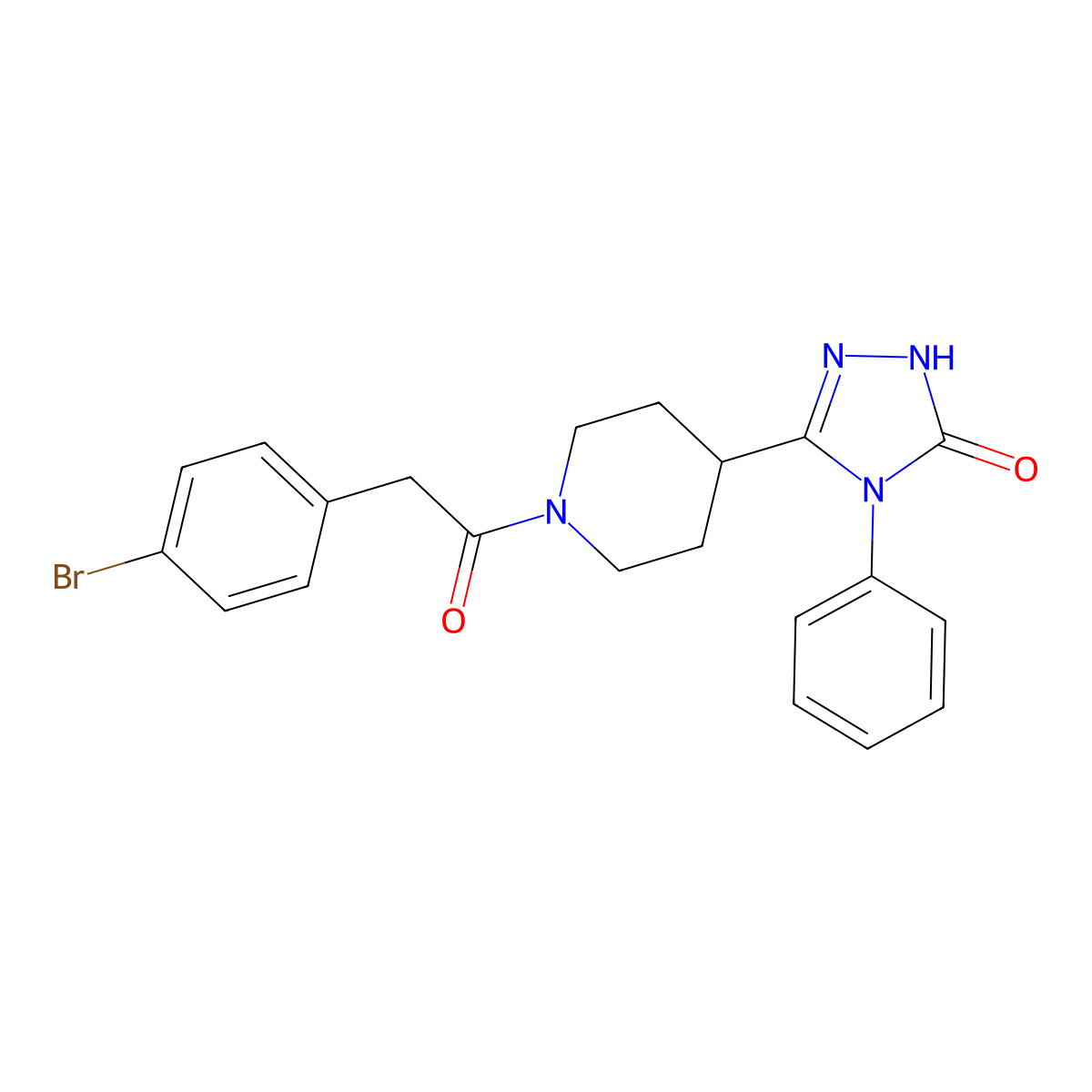 5-{1-[(4-bromophenyl)acetyl]piperidin-4-yl}-4-phenyl-2,4-dihydro-3H-1,2,4-triazol-3-one molecular structure, CAS 2061679-29-4