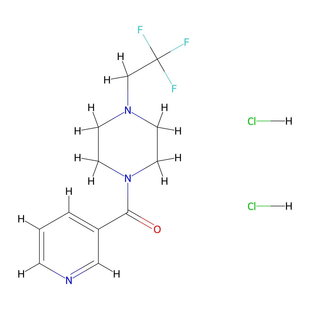 (3-Pyridyl)[4-(2,2,2-trifluoroethyl)-1-piperazinyl]methanone-hydrogen chloride (1/2) molecular structure, CAS 2061707-18-2
