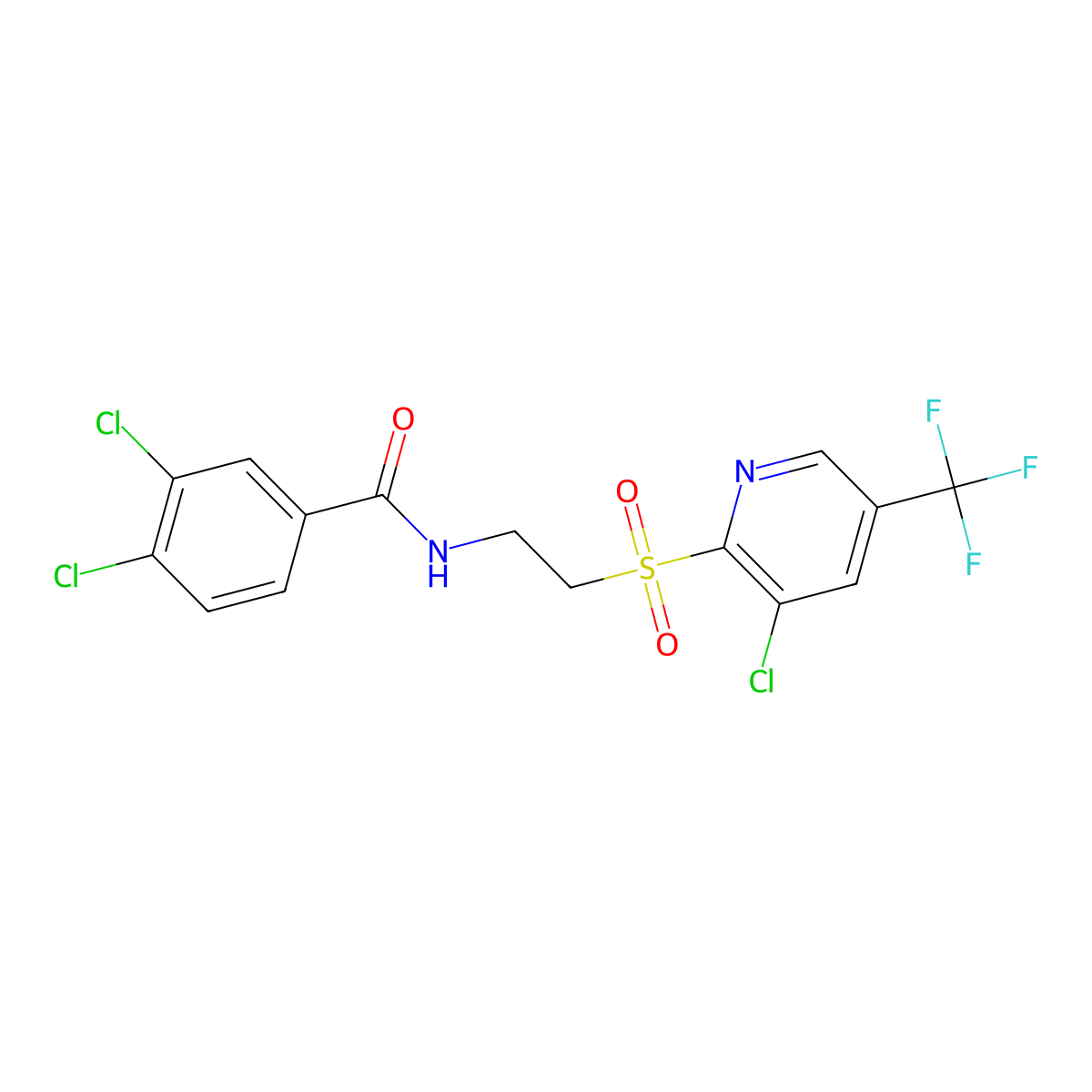 3,4-dichloro-N-(2-{[3-chloro-5-(trifluoromethyl)pyridin-2-yl]sulfonyl}ethyl)benzamide molecular structure, CAS 2061725-62-8