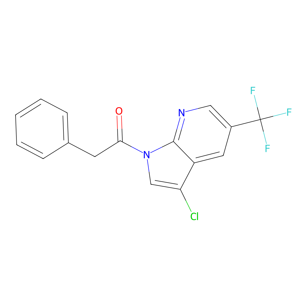 1-[3-chloro-5-(trifluoromethyl)-1H-pyrrolo[2,3-b]pyridin-1-yl]-2-phenylethan-1-one molecular structure, CAS 2061726-45-0