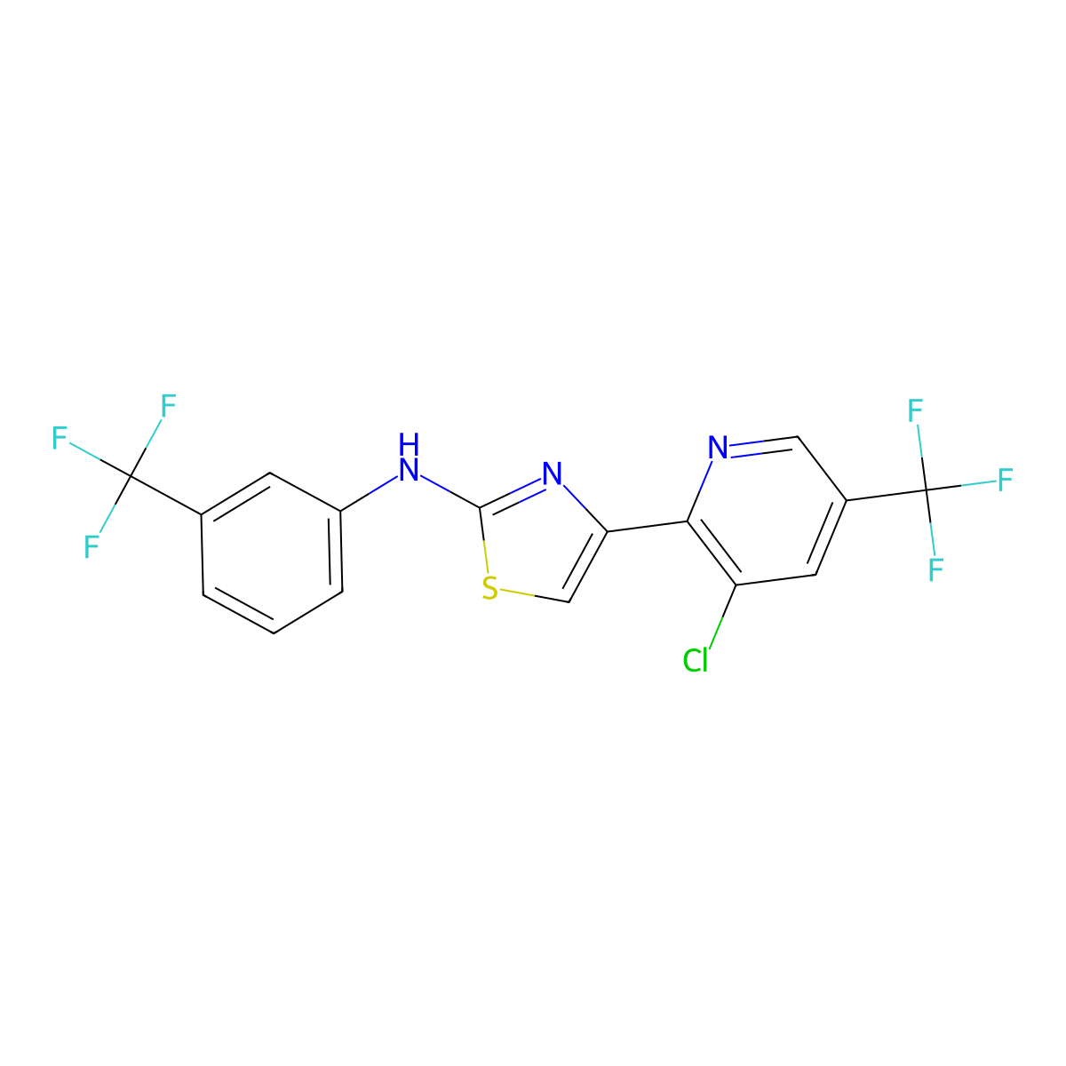4-[3-chloro-5-(trifluoromethyl)-2-pyridinyl]-N-[3-(trifluoromethyl)phenyl]-1,3-thiazol-2-amine molecular structure, CAS 2061726-61-0