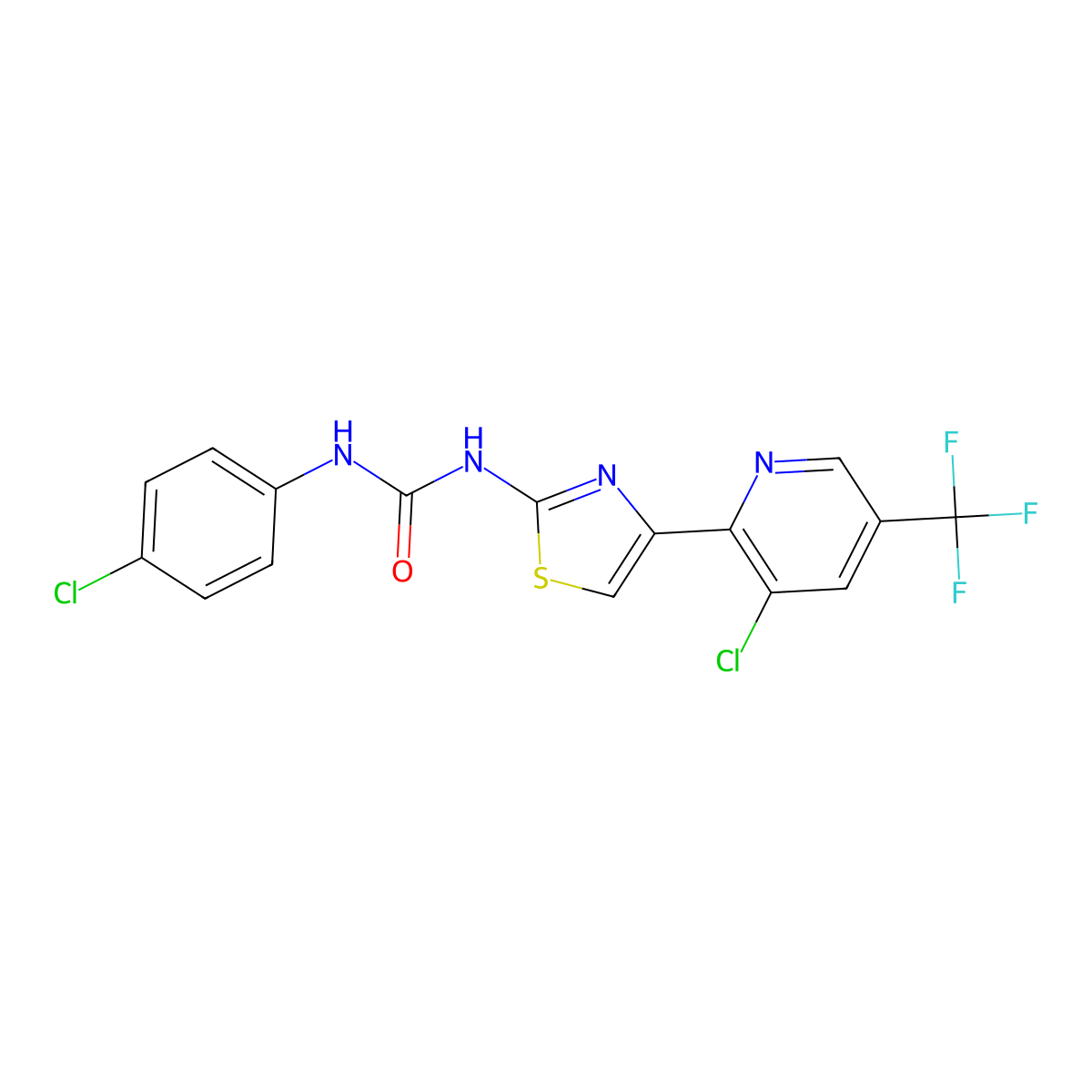 3-{4-[3-Chloro-5-(trifluoromethyl)pyridin-2-yl]-1,3-thiazol-2-yl}-1-(4-chlorophenyl)urea molecular structure, CAS 2061726-80-3