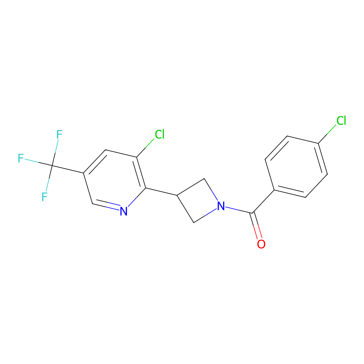3-Chloro-2-{1-[(4-chlorophenyl)carbonyl]azetidin-3-yl}-5-(trifluoromethyl)pyridine molecular structure, CAS 2061727-23-7