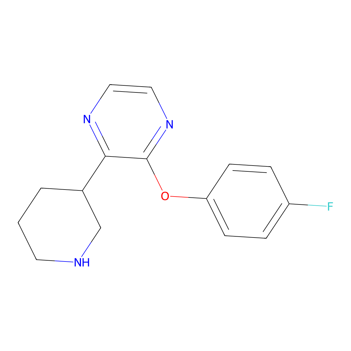 2-(4-Fluorophenoxy)-3-(piperidin-3-YL)pyrazine molecular structure, CAS 2061735-82-6