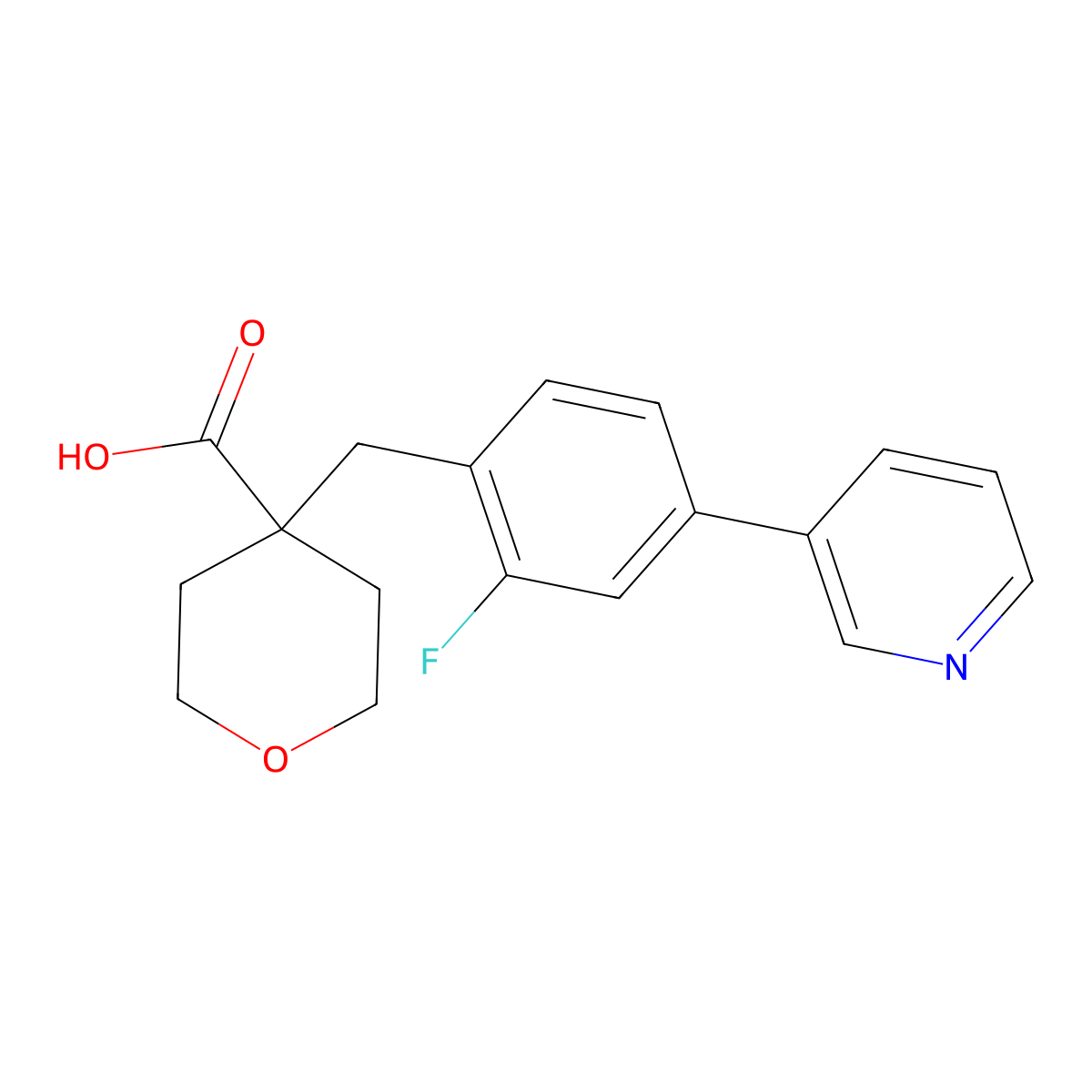 4-{[2-Fluoro-4-(pyridin-3-YL)phenyl]methyl}oxane-4-carboxylic acid molecular structure, CAS 2061861-41-2