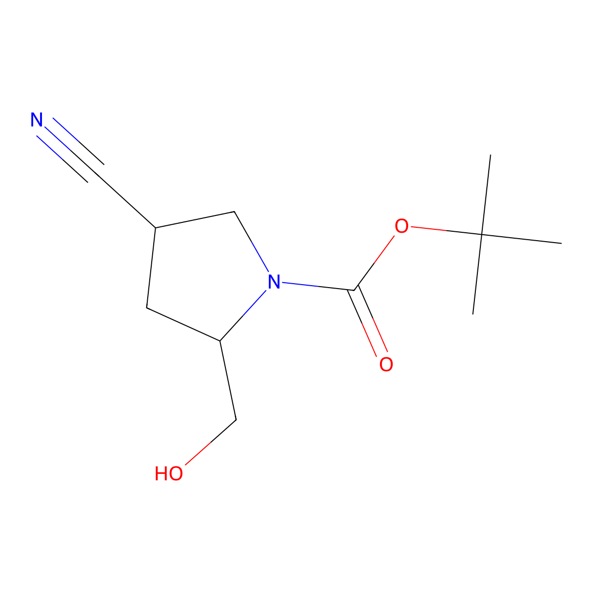 Tert-butyl (2S,4S)-4-cyano-2-(hydroxymethyl)pyrrolidine-1-carboxylate molecular structure, CAS 2061888-00-2