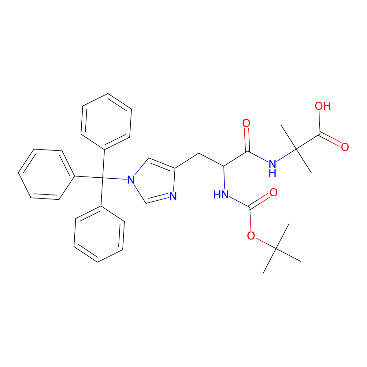 Boc-His(Trt)-Aib-OH molecular structure, CAS 2061897-68-3