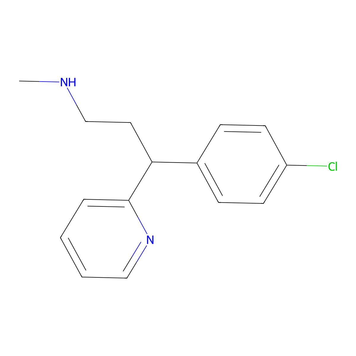 Monodesmethylchlorpheniramine molecular structure, CAS 20619-12-9