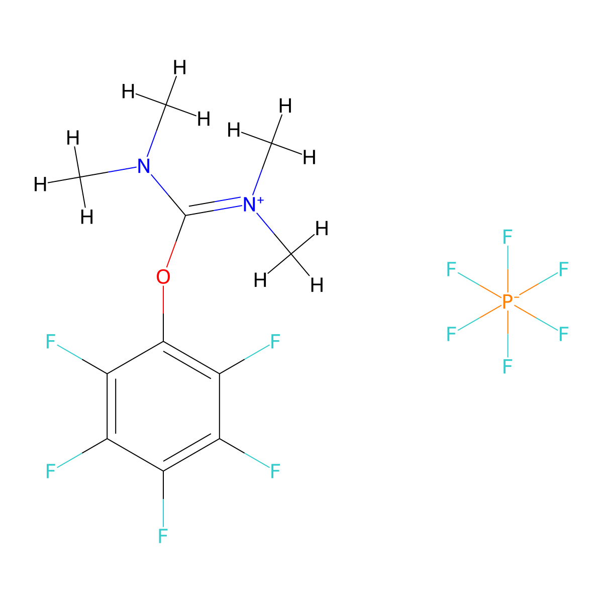 Pentafluorphenol-tetramethyluronium hexafluorophosphat molecular structure, CAS 206190-14-9