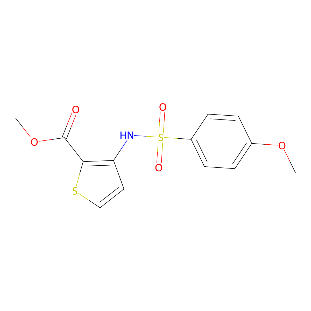 Methyl 3-(4-methoxybenzenesulfonamido)thiophene-2-carboxylate molecular structure, CAS 206192-42-9