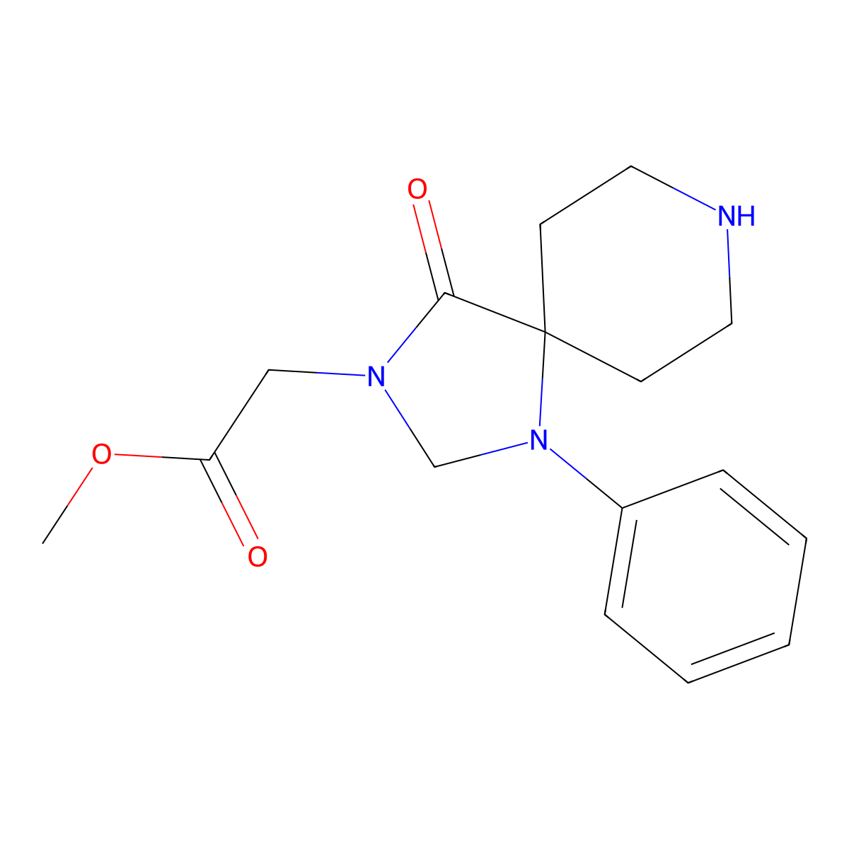 Methyl 2-{4-oxo-1-phenyl-1,3,8-triazaspiro[4.5]decan-3-yl}acetate molecular structure, CAS 2061924-77-2
