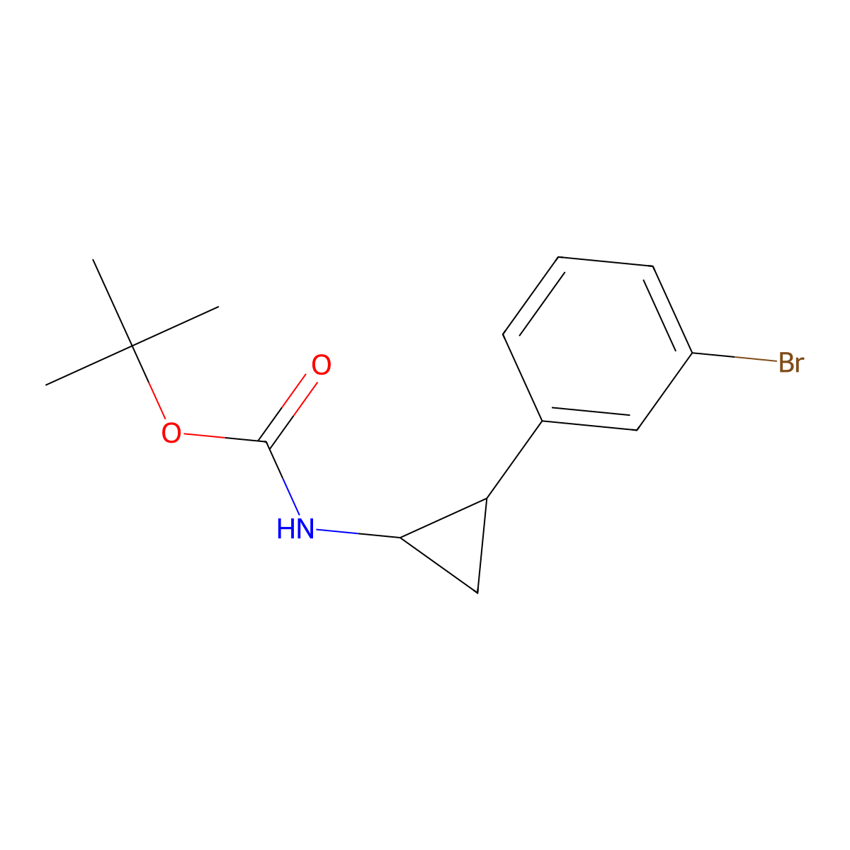 rel-tert-Butyl ((1R,2S)-2-(3-bromophenyl)cyclopropyl)carbamate molecular structure, CAS 2061925-54-8