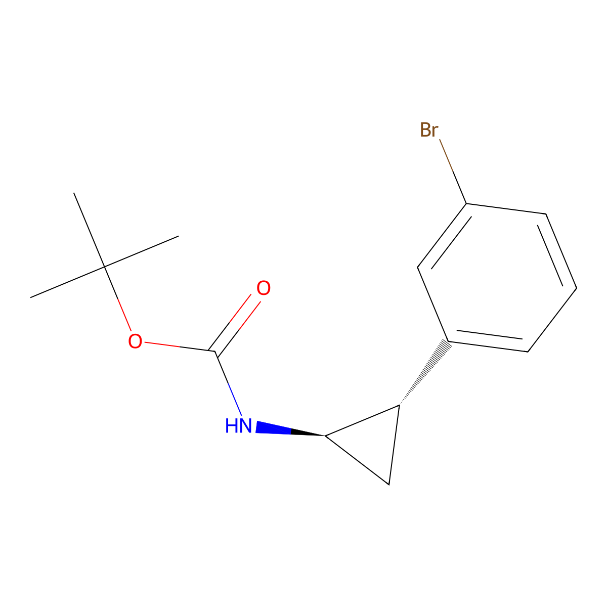 rel-tert-Butyl ((1R,2S)-2-(3-bromophenyl)cyclopropyl)carbamate molecular structure, CAS 2061925-54-8